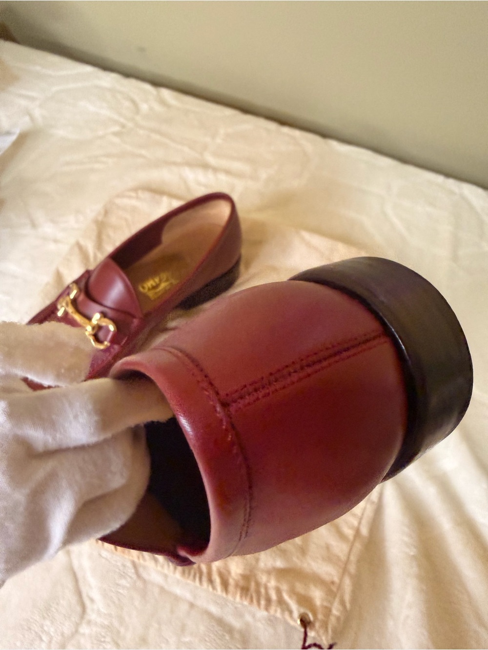 Salvatore Ferragamo Wine Leather Horsebit Loafers - Picture 10 of 16